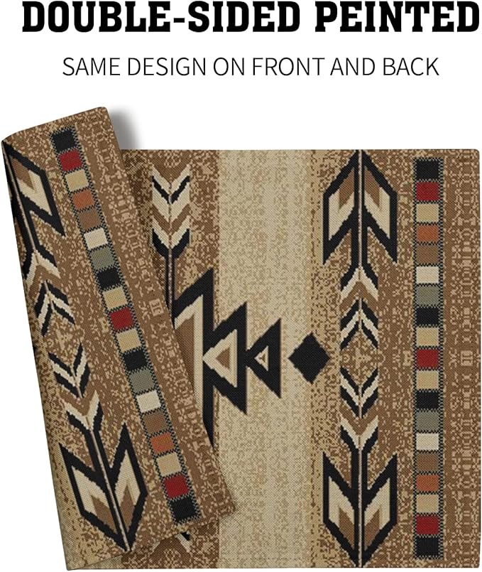 Giwawa Southwestern Placemats Rustic Tribal Geometric Decorative Table Mat Antique Native American Heat Resistant Non-Slip Place Mats 12x18Inch Set of 4 for Dining Kitchen Party Holiday Decor