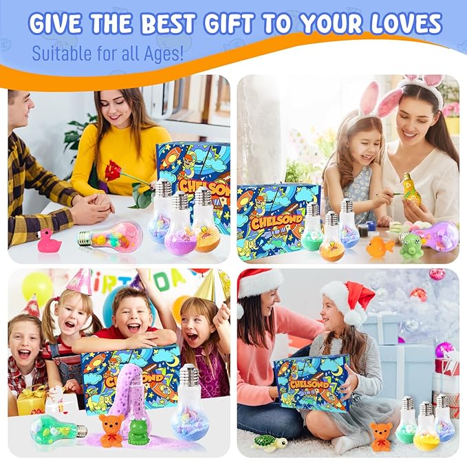 Kids Bath Bombs Potions with Surprise Inside: 6 Pack Organic BathBombs with 12 Mini Toys Easter Gift Set Rich in Natural Essential Oils, Fun Science Toddler Bath Bombs Fizzies for Dry Skin Moisturize