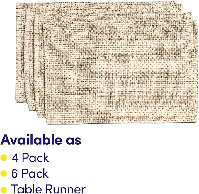 Sweet Home Collection 100% Cotton Placemats for Dining Room Rectangle Two Tone Woven Fabric 13" x 19" Soft Durable Table Mat Set, Set of 6, Eggshell