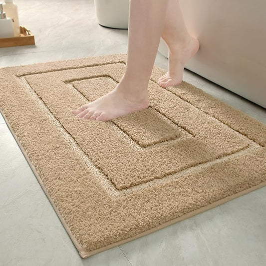 HOMORE Beige Bathroom Rugs 24x36 Inch Bathroom Runner Rugs Non Slip Washable, Soft and Absorbent Microfiber Bath Rug, TPR Backing Bath Mat, Plush Bath Rugs and Mat for Shower Floor