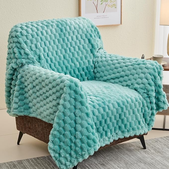 NEWCOSPLAY Super Soft Twin Blanket Sage Green Premium Silky Flannel Fleece 3D Clouds Stylish Jacquard Lightweight Bed Blanket All Season Use 350GSM (Sage Green, Twin(60"x80"))