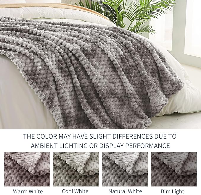 Exclusivo Mezcla Queen Size Soft Fleece Blanket, 90x90 Inches Stylish Jacquard Velvet Blanket for Bed, Fuzzy Cozy Lightweight for All Season, Tie-dye Grey