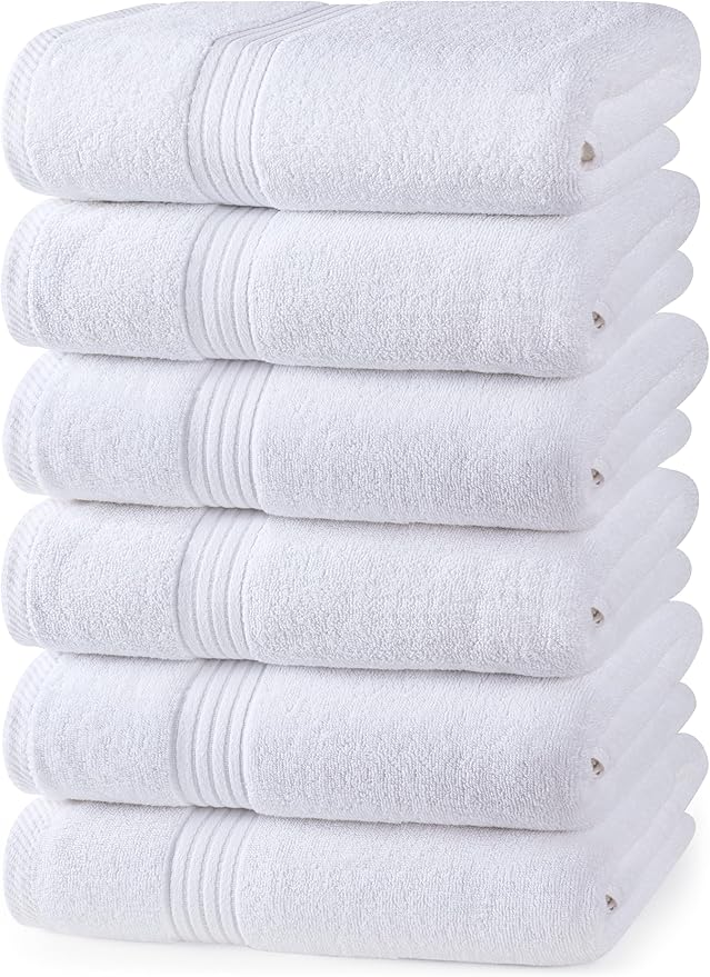 Utopia Towels 6 Piece Premium Hand Towels Set, 16 by 28 inches, 100% Ring Spun Cotton, Lightweight and Highly Absorbent Towels for Bathroom, Travel, Camp, Hotel, and Spa, White