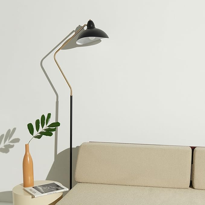 Brightech Swoop LED Floor Lamp - Tall, Adjustable Head for Reading, Over Chair in Living Rooms, Offices & Bedrooms - Modern Standing Light with Heavy Base, Stunning Decor