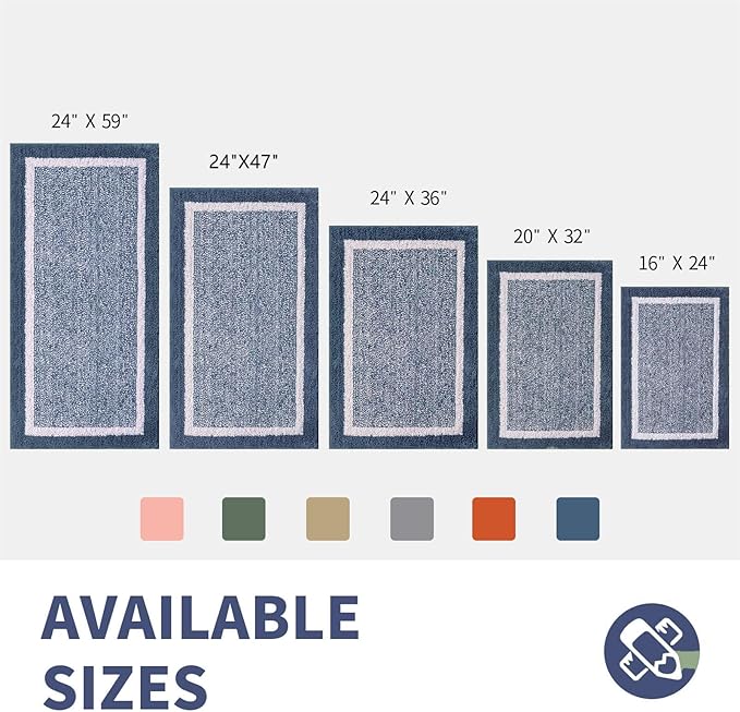 CozeCube Bath mats for Bathroom Non Slip, Plush Shaggy Bath Rugs for Bathroom Washable, Extra Soft and Absorbent Microfiber Bath Rugs, Dark Blue, 59" x 24"