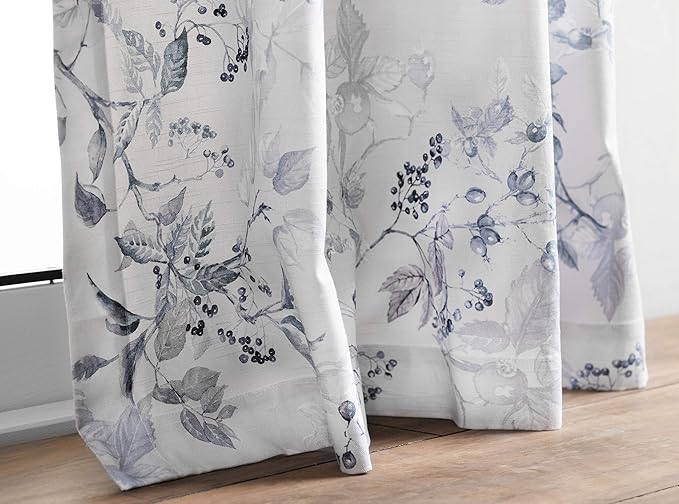 Maison d' Hermine Curtains for Living Room 100% Cotton 84 inch Length Two Panels Light Filtering Curtains for Bedroom Windows with Rod and Loop Pockets Drapes (Equinoxe Blue, 50" W x 84" L)