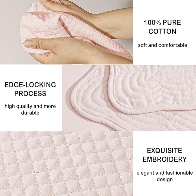 Pink 100% Cotton Placemats Set of 6, Rectangular Placemats Machine Washable-13x18 Inches for Kitchen or Dining Table Fabric Rectangular Table Mats