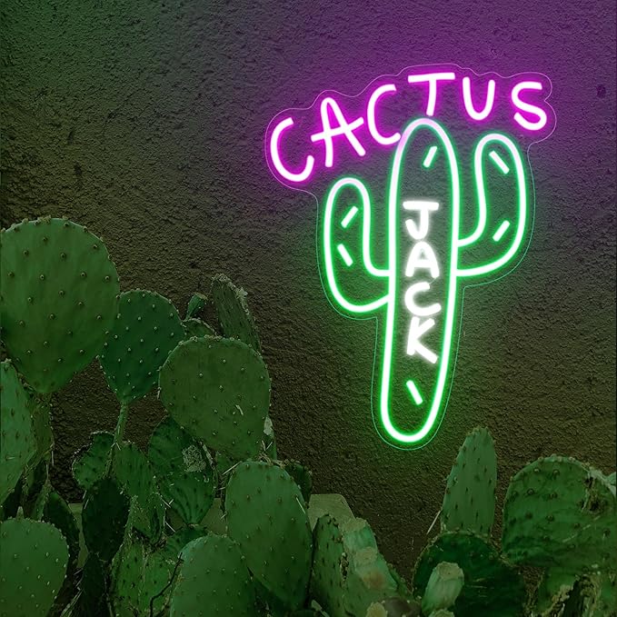 Cactus Jack Neon Signs for Wall Decor Dimmable Pink Green Cactus LED Neon Light for Bedroom Christmas Decoration USB Powerd Plant Light Up Hanging Sign Home Party Birthday Gift 15.7"X11.8"