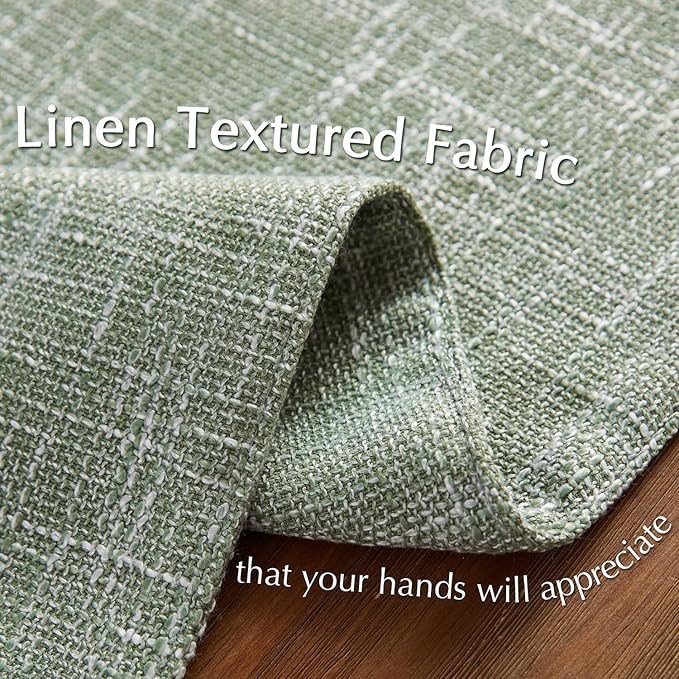 JINCHAN Burlap Textured Placemats Set of Four Farmhouse Cloth Place Mats Table Mats Sturdy Fabric Placemats for Kitchen Dining Table Double Layer Heat Resistant Tablemats 13 x 19 Inch Green