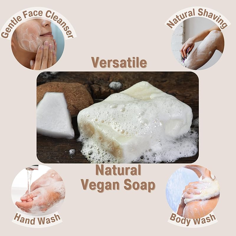 Unscented Soap (4-pack) | Fragrance Free Soap | Sensitive Skin Soap | All Natural Bar Soap for Women & Men | Natural Soap Bar | Body Soap Bars | Bath Soaps | Handmade Soap | Coconut Soap | Moisturizing Bar Soap | Vegan Non Toxic Bar Soap