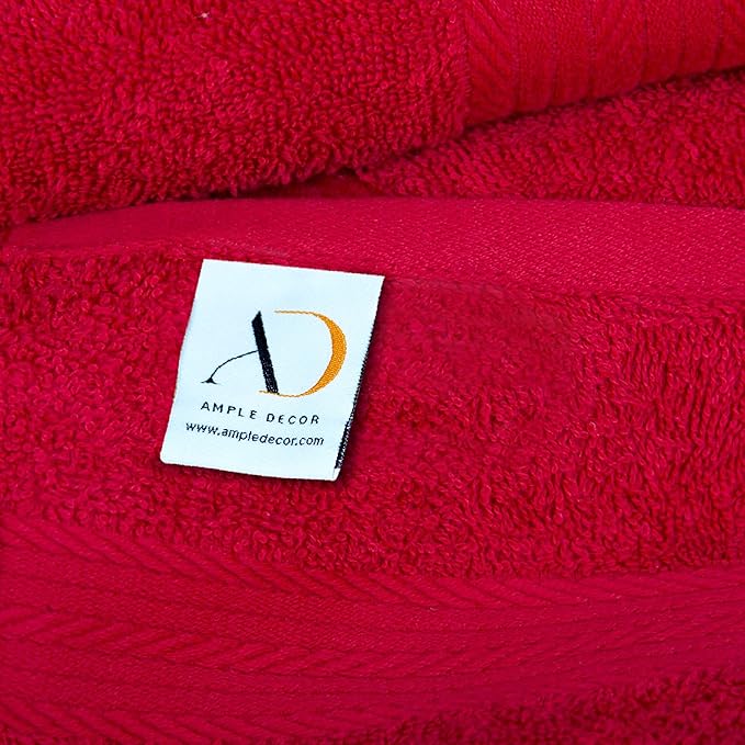 Ample Decor Hand Towels for Bathroom 18 X 28 Inch 600 GSM 100% Cotton, Soft Absorbent - 6 Pcs Red