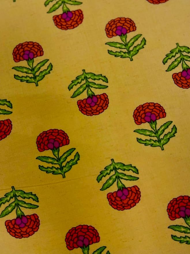 Ridhi Pestal Orange Bo-ho Round Place Mat Double Layer Floral Cotton Washable Placemats 15" Round Embroidery Block Print Table Mat Pack of 4-15 Inch Round