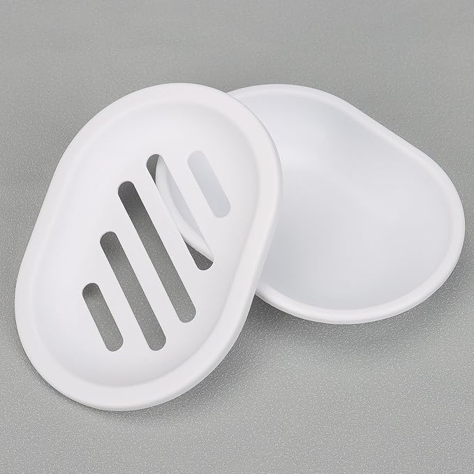 Topsky Soap Dish for Shower, 2pcs Soap Dishes Soap Savers for Bar Soap, Soap Bar Holder Shower with Drip Tray, Plastic Soap Holders with Drain for Kitchen Sink, Easy to Clean, Dry,White