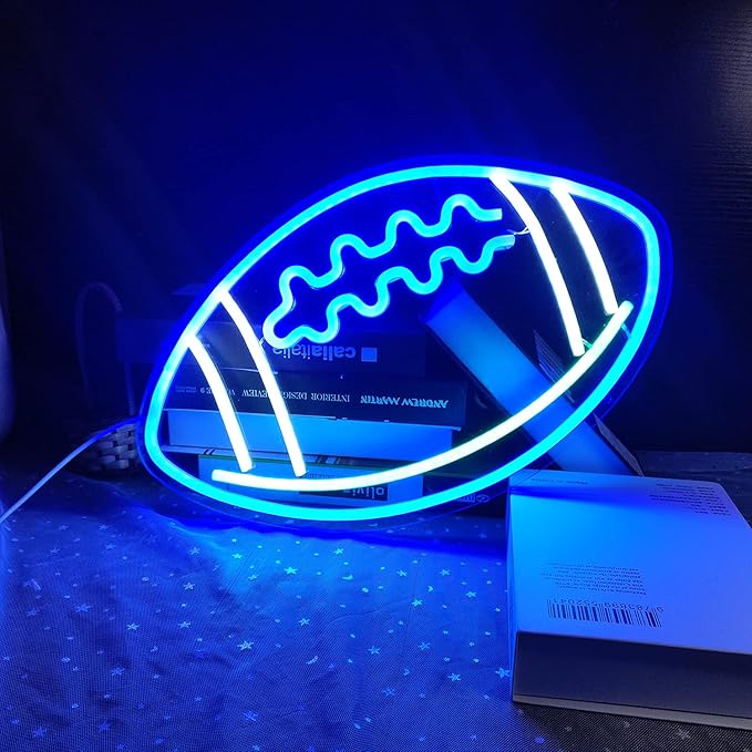 Ajoyferris Blue Football Neon Sign for Wall Decor - Bedroom, Kids Room, Game Room, Party, Christmas Gifts