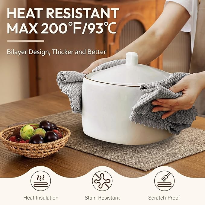 Placemats Set of 8, Dual-Layered Thickened Faux Linen Cloth Place Mats Heat Resistant Machine Washable Wrinkle Free Table Mats Indoor/Outdoor (Burlap)