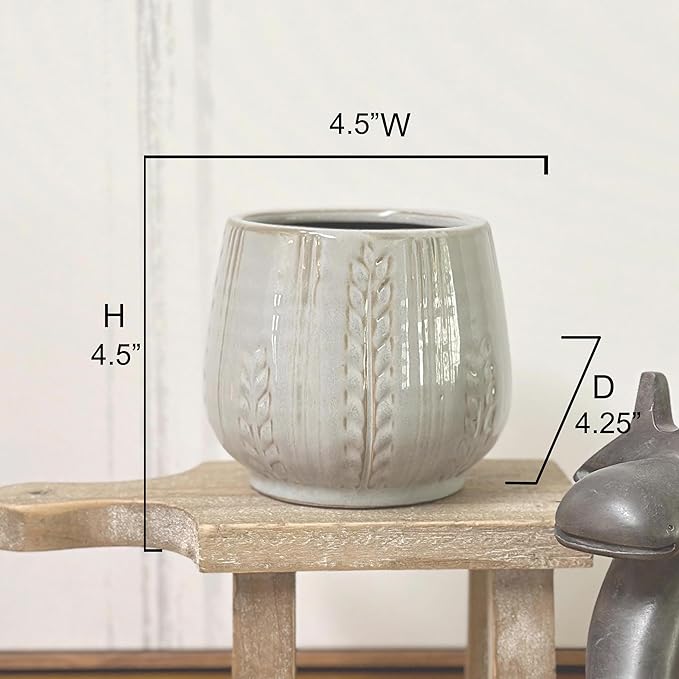 Admired by Nature 4.5" Ceramic Flower Planter, Ceramic Pot Planter, Indoor Ceramic Bowl, Houseplant Ceramic Pot, Decorative Planter for Indoor Plant Succulent Plant Home Décor, Lightweight, Lt.Blue