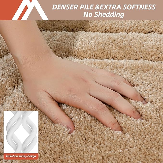 COSY HOMEER Bathroom Rugs Mat 24”x60” Absorbent Non-Slip Bath Mat, Plush Shaggy Bathroom Runner, Machine Washable Large Soft Bath Mats for Bath Floor,Tub and Shower,Beige