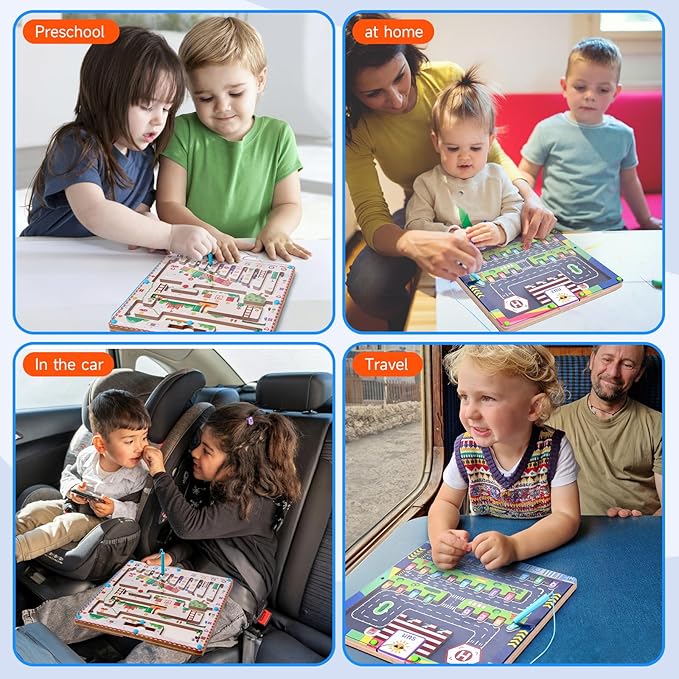 Magnetic Color and Number Maze, Magnetic Alphabet Maze, Magnet Maze Board,Montessori Toys for 3 Year Old,Fine Motor Skills Toys for Toddlers Kids Boys Girls 3 4 5 Years Old Gift (Light Green)