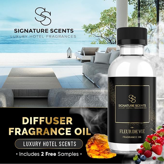 Luxury Hotel Inspired Fragrance Oils for Diffusers - 4.05 Fl Oz with Bonus Samples (4.05 Fl Oz, Fleur De Vie)