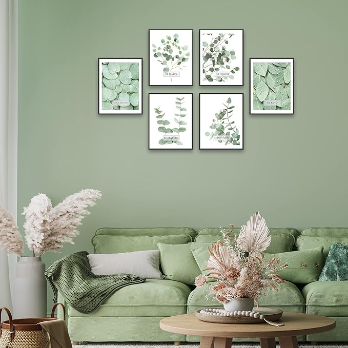 HoozGee Botanical Boho Bathroom Decor Wall Art Prints Inspirational Tropical Leaves Wall Decor Sage Green Leaf Wall Art Pictures Motivational Posters Room Decor (8"x10" UNFRAMED)