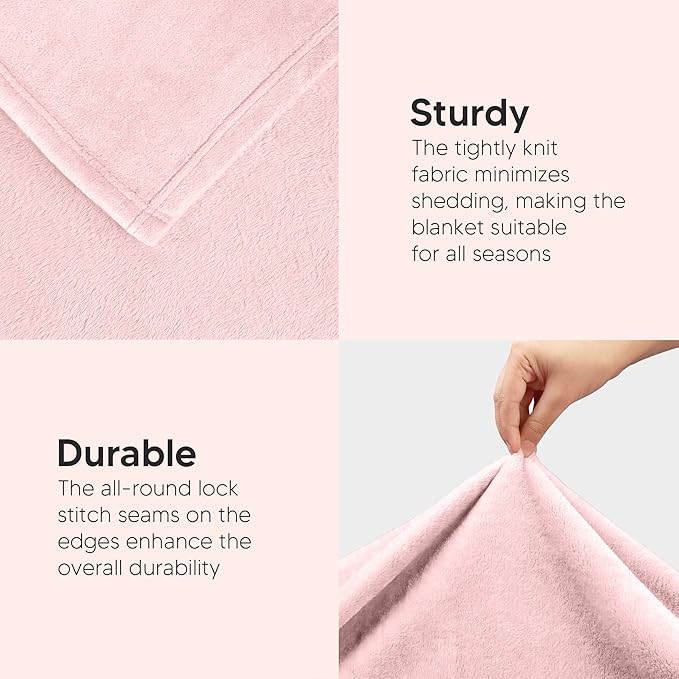Utopia Bedding Fleece Blanket Throw Size Pink 300GSM Luxury Anti-Static Fuzzy Soft Microfiber Blanket for Couch, Sofa and Bed (60x50 Inch)