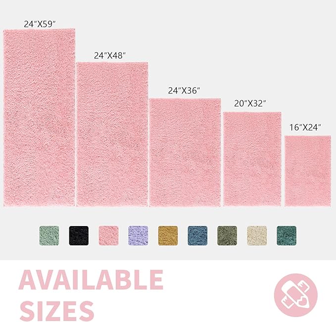 CozeCube Pink Bathroom Rug 59" x 24", Bath mats for Bathroom Non Slip, Ultra Soft Bath Rugs Washable, Plush Microfiber Area Rugs for Bedroom, Runner Rug
