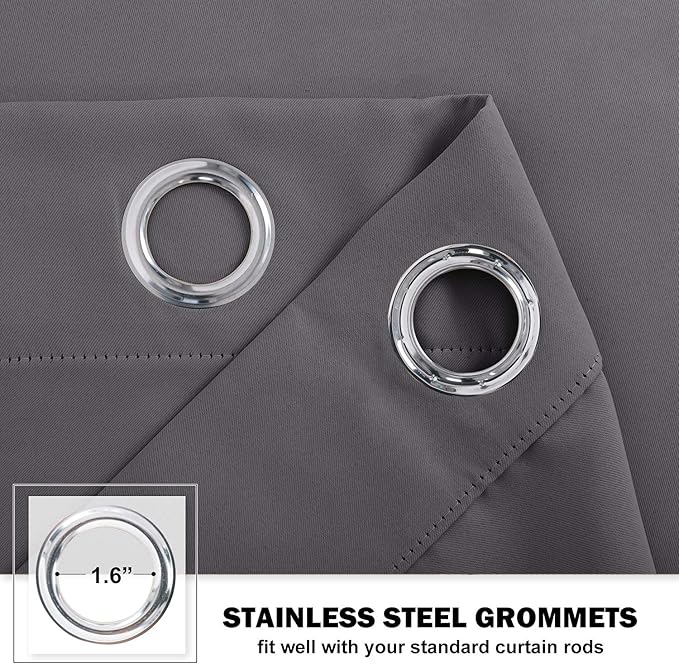 NICETOWN Kitchen Curtains Blackout Drapes - Thermal Insulated Blackout Grommet Curtains Drapes Window Treatment Home Decor for Basement/Dorm (42W by 36L + 1.2 inches Header, Grey, 1 Pair)