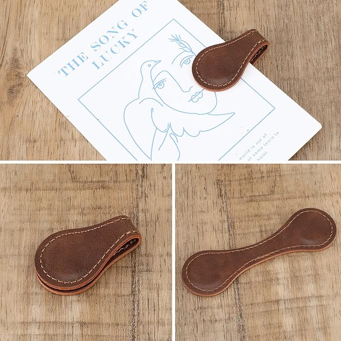 2 Pcs Leather Magnet Bookmark Vintage Book Page Holder Handmade Retro Page Marker Clip Cute Reading Accessories for Women Bookworm Book Lovers Reader Gift
