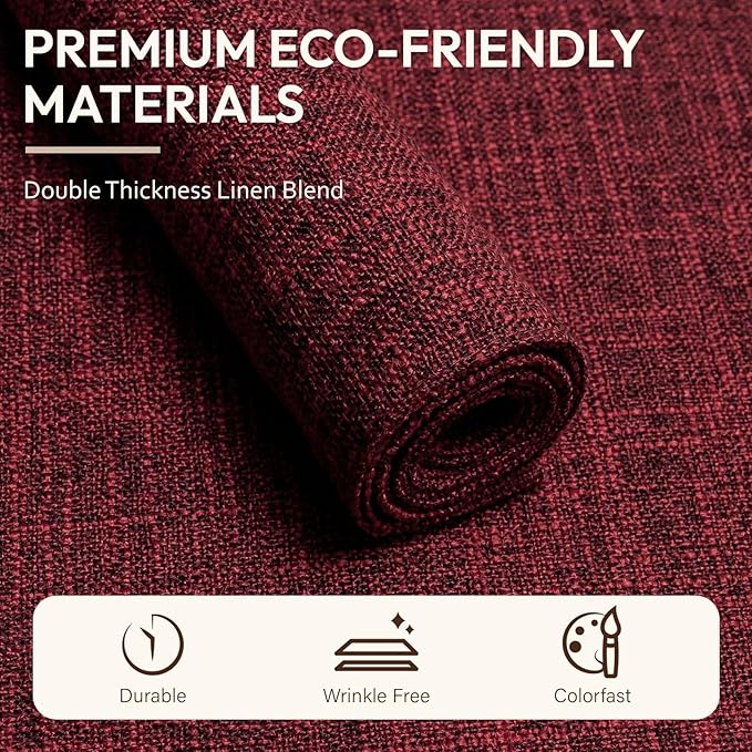 Placemats Set of 8, Dual-Layered Thickened Faux Linen Cloth Place Mats Heat Resistant Machine Washable Wrinkle Free Table Mats Indoor/Outdoor (Red)