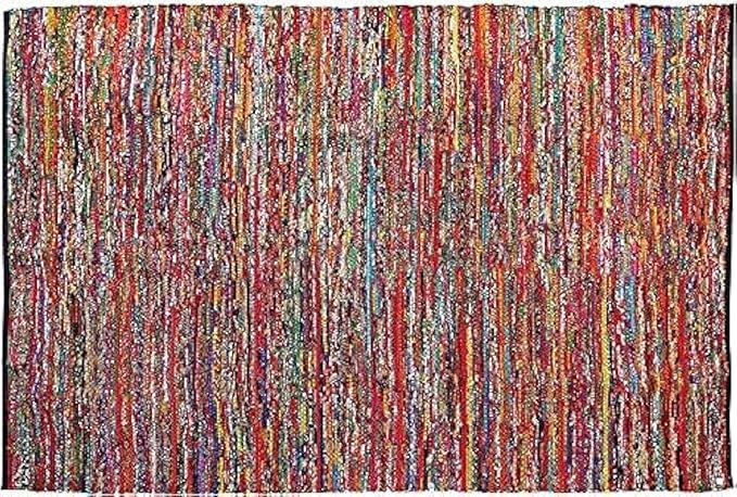 Rug Area Rugs Cotton 3x5 Ft Multicolour Chindi for Livingroom Bedroom Washable RagRug Reversible Farmhouse Kitchen RunnerRug Recycled RunnerRug for Hallway, Entryway 36x60 Inch