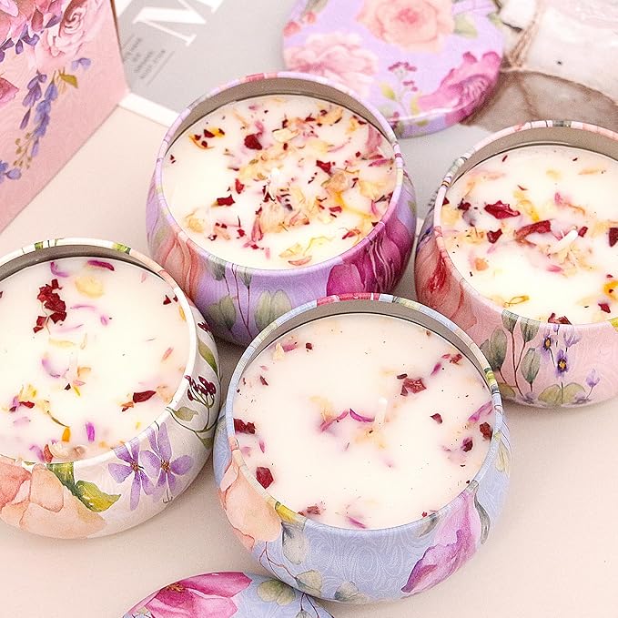 Naimo 4 Pack Scented Candles Long Lasting Soy Wax Aromatherapy Candle for Home Bath Spa Yoga Birthday Gift Set