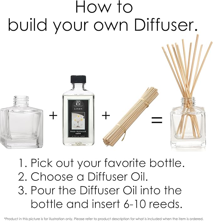 Hosley Set of 4 Square Glass Diffuser Bottles - 3.25" High. Ideal for Use with Essential Oils, Replacement Diffusers Reed Sticks, Diy, Crafts O3