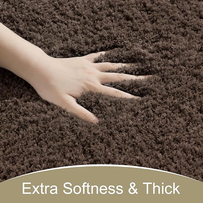 AROGAN Luxury Long Bathroom Runner Rug, 24x60 Inch Thick Soft and Absorbent Non Slip Bath Mat, Rubber Backing Quick Dry Rugs Carpets, Machine Washable Plush Mats for Shower Floor, Deep Brown