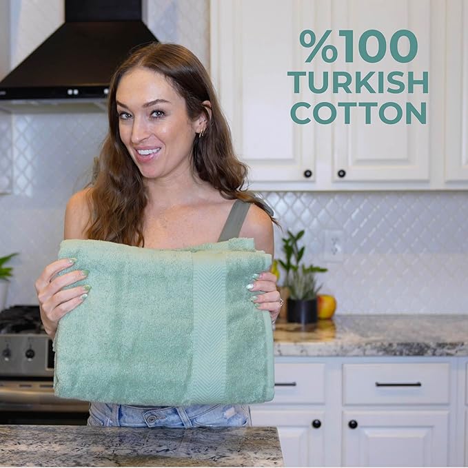 TEXTILOM Turkish Hand Towels for Bathroom – Hotel and Spa Quality & Soft & Absorbent & Quick Dry Bathroom Hand Towels – 100% Cotton Turkish Hand Towel Set of 4 (16 x 28 inches) - Green