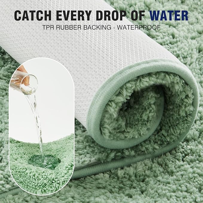 TECHMILLY Super Soft Shaggy Bathroom Rugs, Absorbent Thick Non Slip Microfiber Bath Rugs, Quick Dry Machine Washable Bath Mat for Bathroom Floor, Bathtub and Shower 20"x32"