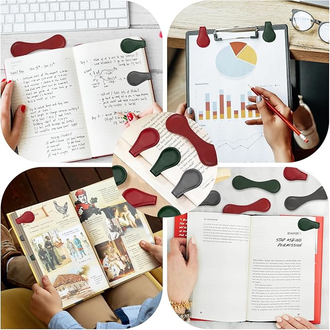 Magnet Leather Bookmarks 3 Pcs Magnetic Bookmarks for Reading Book Magnetic Page Markers Leather Page Clip Buckle Book Mark Clip for Book Lover Readers Men Women Student Book Accessories