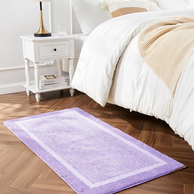 CozeCube Bath mats for Bathroom Non Slip, Purple Bath Rug, Fluffy Bath Rugs for Bathroom Washable, Extra Soft and Absorbent Microfiber Runner Rug, 59" x 24"