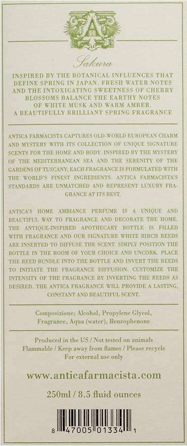 Antica Farmacista Home Ambiance Diffuser, Sakura, 8.45 Fl Oz