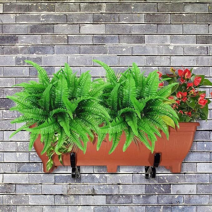 CATTREE Artificial Shrubs, Persian Grass Plastic Plants Fern Leaves Fake Bushes Wedding Indoor Outdoor Home Garden Verandah Kitchen Office Table Centerpieces Arrangements Christmas Decoration - 8 pcs