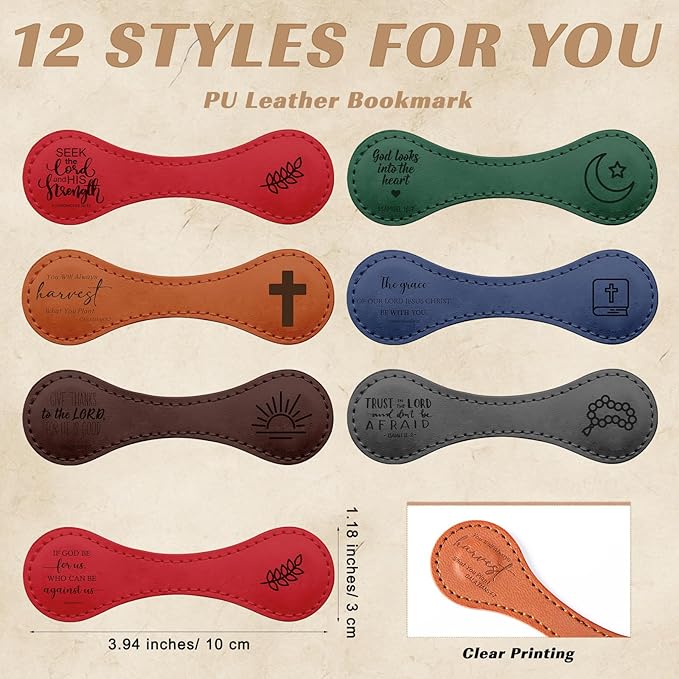 12 Pcs Father Church Gifts Christian Magnetic Bookmarks Bulk Religious Leather Clips Bible Verse Bookmarks Magnetic Page Markers Scripture Church Gifts for Book Lovers Club Readers (Fashion)