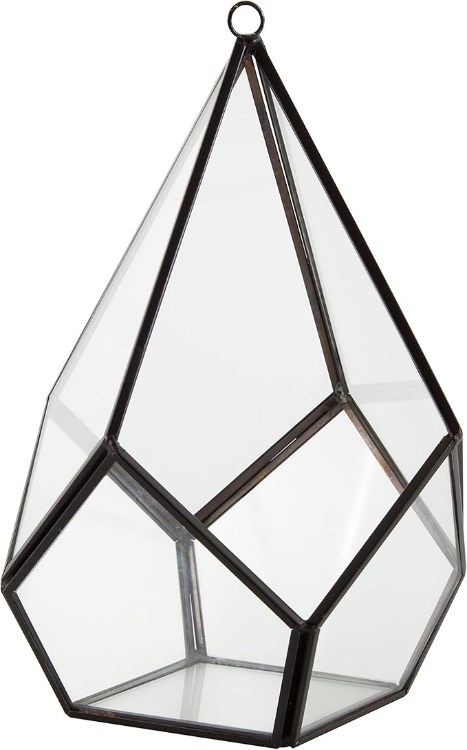 D'Eco Glass Geometric Plant Terrarium (5.7x5.7x7)- Tabletop & Hanging Teardrop Terrarium - Succulents, Air Plants, Moss- Summer Home, Garden, Wedding & Office Botanical Decor- Gift for Plant Lovers