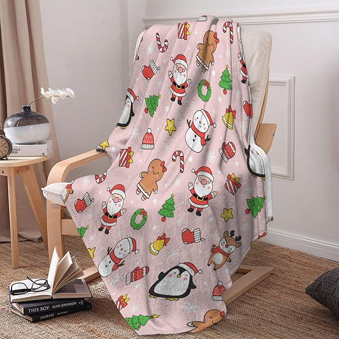 Christmas Blanket for Couch, Sofa, Bed, Living Rooms - Holiday Decor Gift for Girls Boys, 40"x50" Kids/Throw Size