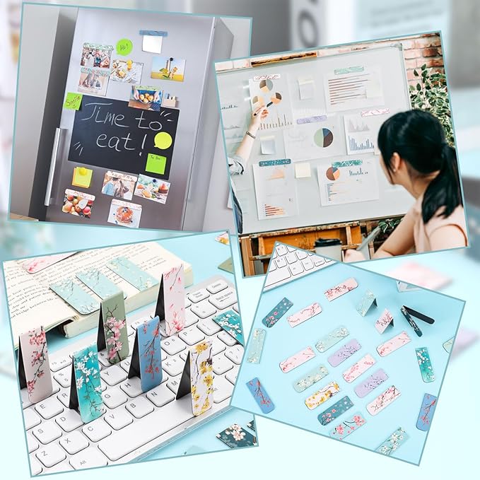 48 Pcs Magnetic Bookmarks, Floral Magnet Book Markers Magnetic Page Clip, Funny Magnet Page Markers for Teachers Students Women Reading