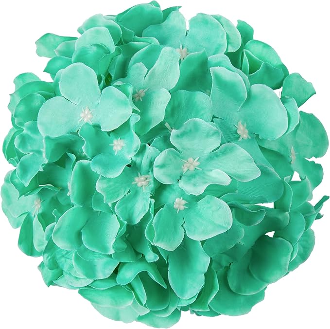 Flojery Tiffany Silk Hydrangea Heads Artificial Flowers Heads with Stems for Home Wedding Decor,Pack of 10 (Tiffany)