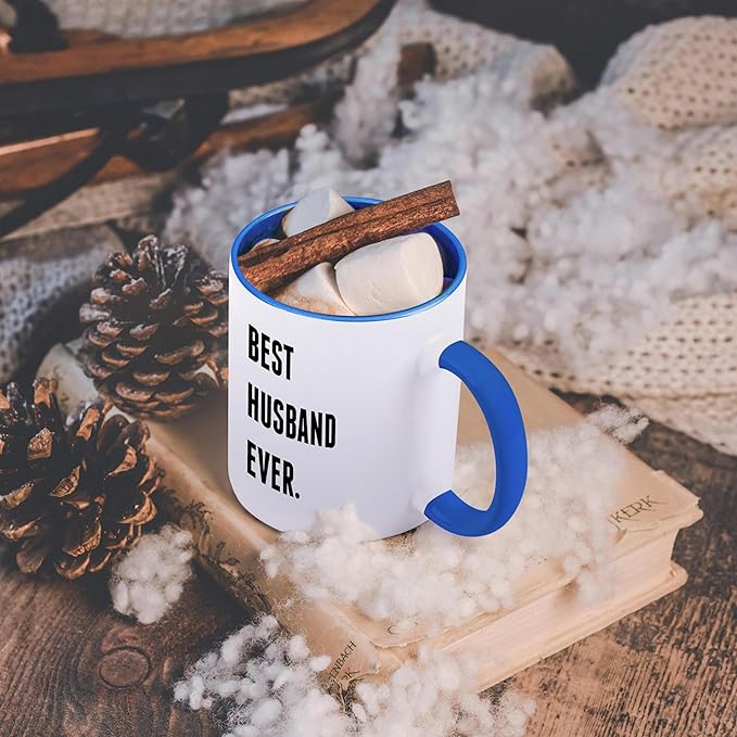 3dRose Coffee Mug, Size - 11oz - Best Husband Ever, Black Lettering On White Background Xander inspirational quotes - funny coffee cup gift