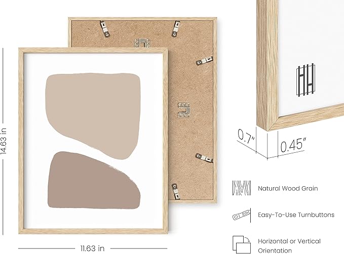 HAUS AND HUES Framed Beige Boho Art Wall Decor - Set of 6 Neutral Mid Century Modern Wall Art, Minimalist Wall Art, Neutral Wall Decor, Beige Boho Posters for Room Aesthetic (Framed Beige 11x14)