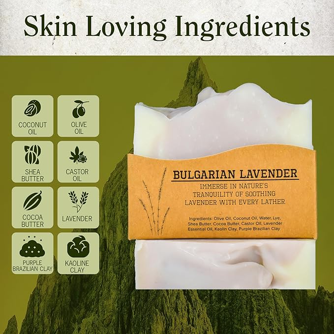 Compass Soap Bulgarian Lavender | Natural Bar Soap for women | Best Bath Soap Bars for Women with Minimalist & Gentle Lather | Paraben & Phthalate Free Body Soap Bars for Women | 5 oz. Pack of 2
