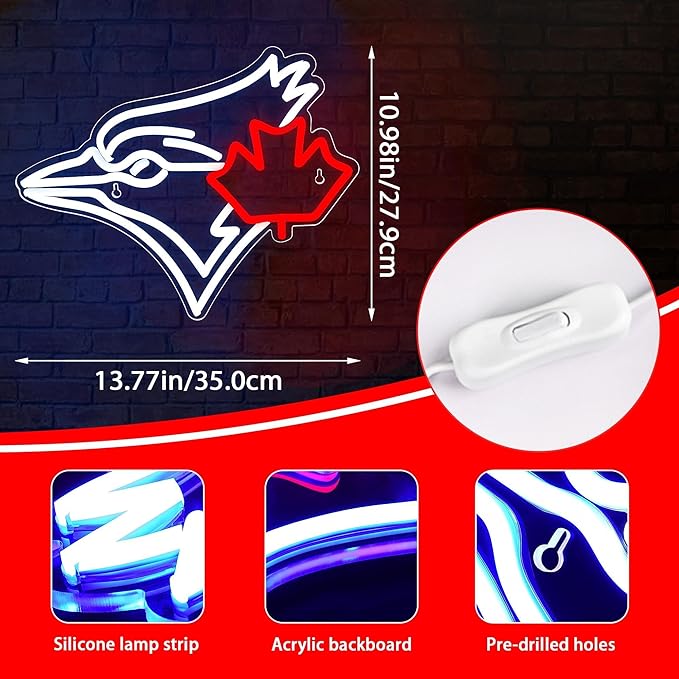 Baseball Neon Sign for Wall Decor Baseball Neon Light Baseball Sports Led Neon Signs for Man Cave,Club,Boys'Room,Pub,Birthday Christmas Signs for Sports Fans,Man,Boys,Size 13.8 * 11inch(FMXD192)