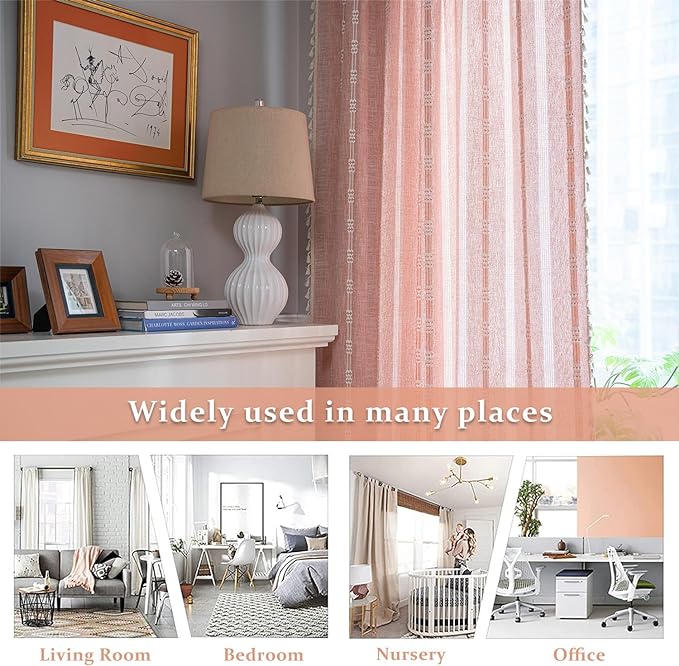 ColorBird Boho Curtains Farmhouse Striped 84 Inches Length 2 Panels Set Window Curtains & Drapes for Girls Bedroom Nursery