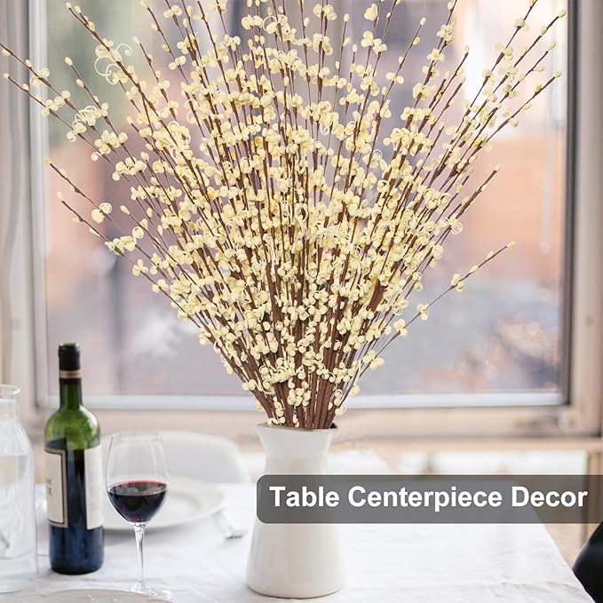 5 Pcs 29.5" Long Jasmine Artificial Yellow Flowers Fake Jasmine Flowers Bouquet Faux Plant for Home Office DIY Floral Art Plant Wedding Party Table Centerpieces Decoration (Macaron Yellow)